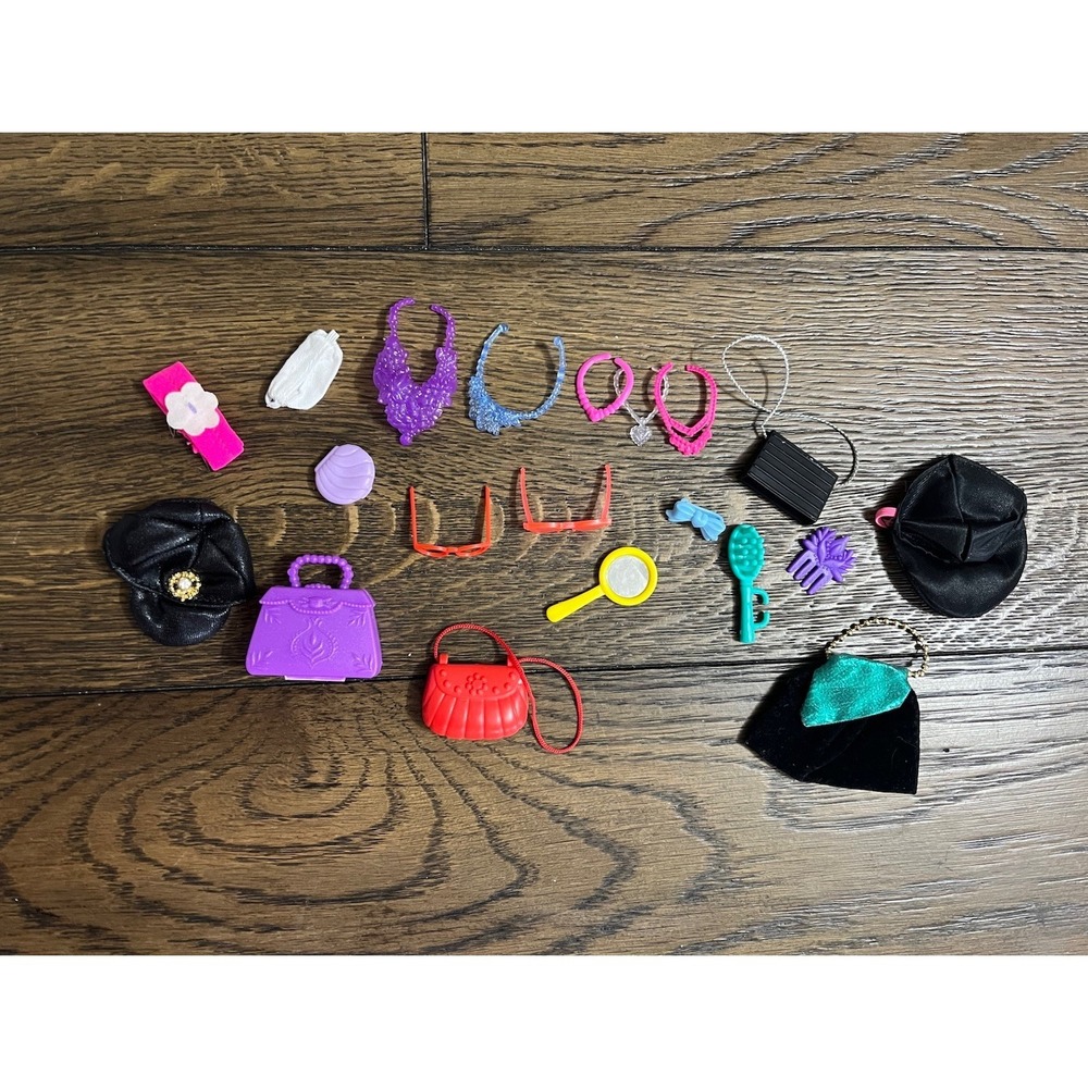 Vintage & Modern Barbie Fashion Accessory Lot Hats, Glasses, Necklaces Etc